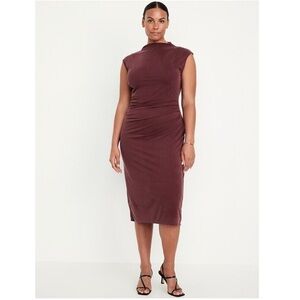 Old Navy Ruched Midi Dress Maroon 3X NWT